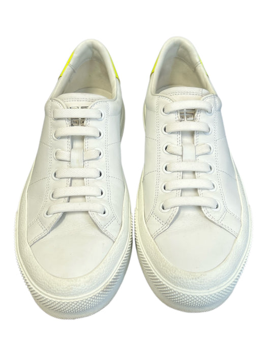 Givenchy Shoe Size 36 White & Neon yellow Leather round toe Lace Front Sneakers White & Neon yellow / 36