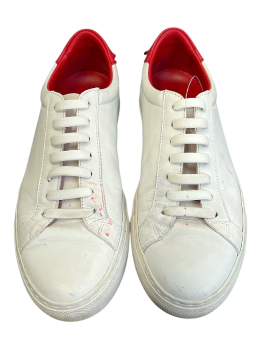 Givenchy Paris Shoe Size 36 White & Red Leather Lace Front Round Toe Sneakers White & Red / 36