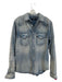 Amiri Size Small Light Wash Denim Cotton Long Sleeve Distressed Collared Top Light Wash Denim / Small