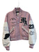 Amiri Size 40 Pink & White Wool & Nylon Varsity Collar Leather Detail Jacket Pink & White / 40