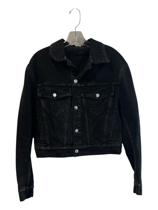Amiri Size S Black Wash Cotton Denim Collared buttondown Distressed Jacket Black Wash / S