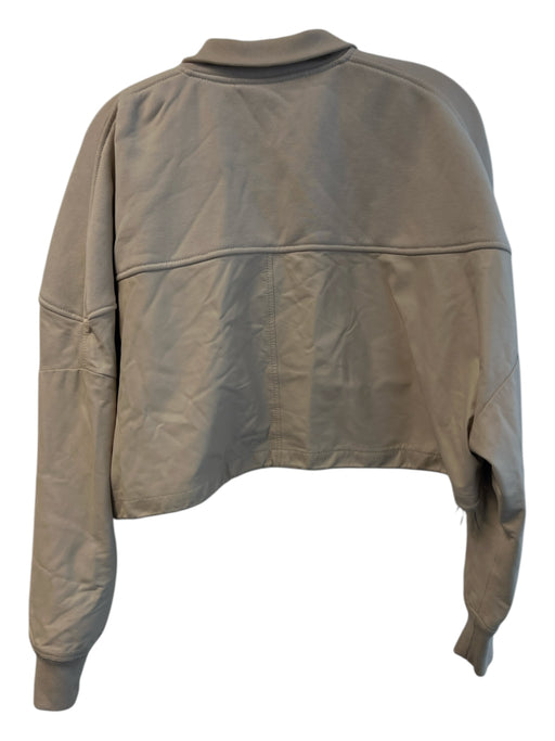 Amiri Size S Beige Cotton & Leather High Neck Zip Front Drawstring Hem Jacket Beige / S