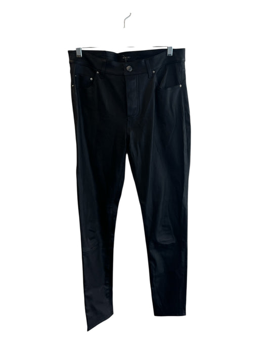 Amiri Size 8 Black Leather Button Fly High Rise Straight Leg Belt Loops Pants Black / 8
