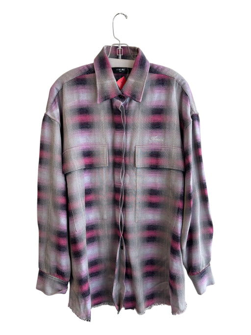 Amiri Size XS/S Grey & Purple Wool & Viscose Collared Button Down Gradient Top Grey & Purple / XS/S