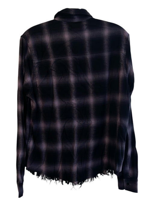 Amiri Size S Black & Purple Cotton Blend Collared Button Down Plaid Top Black & Purple / S