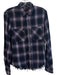 Amiri Size S Black & Purple Cotton Blend Collared Button Down Plaid Top Black & Purple / S