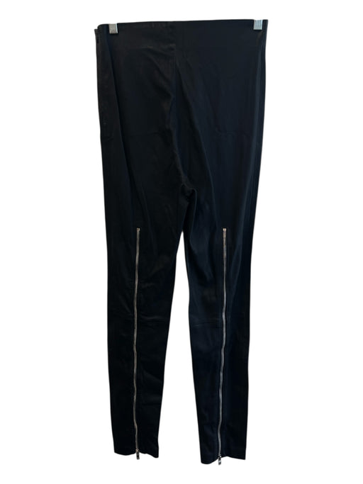 Amiri Size M Black Leather Elastic Waist Side Zip High Rise Flat Front Pants Black / M