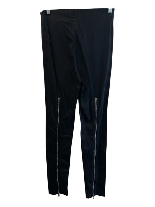 Amiri Size M Black Leather Elastic Waist Side Zip High Rise Flat Front Pants Black / M