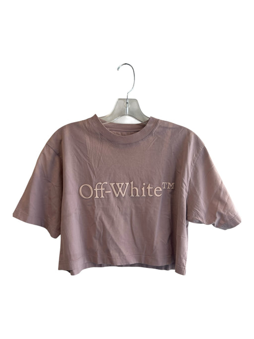 Off White Size Est S Mauve No Fabric Tag Crew Neck Short Sleeve Cropped Logo Top Mauve / Est S