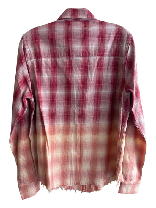 Amiri Size S Pink Cotton Collared Buttondown Plaid Shimmer Top Pink / S