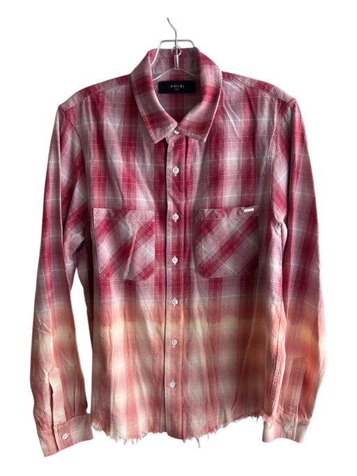 Amiri Size S Pink Cotton Collared Buttondown Plaid Shimmer Top Pink / S