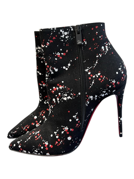 Christian Louboutin Shoe Size 36 Black Red & White Canvas Above Ankle Boots Black Red & White / 36