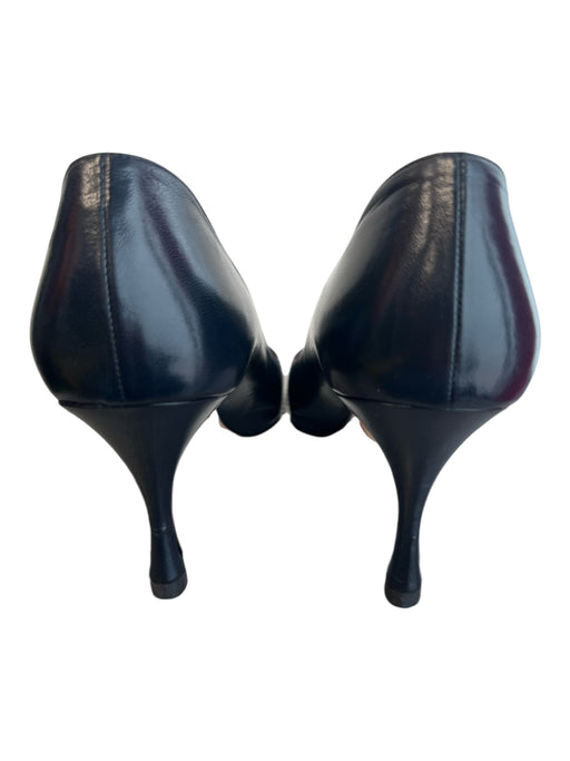 Manolo Blahnik Shoe Size 39.5 Black Leather Pointed Toe Red lining Shoes Black / 39.5