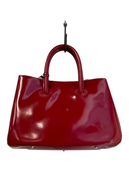 Furla Fire Engine Red Patent Leather Silver Hardware Snap Closure Structured Bag Fire Engine Red / S/M