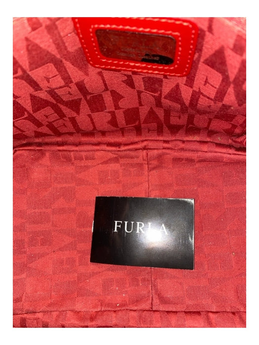 Furla Fire Engine Red Patent Leather Silver Hardware Snap Closure Structured Bag Fire Engine Red / S/M