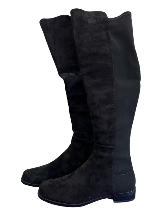 Stuart Weitzman Shoe Size 9.5 Black Suede Knee High Block Heel Almond Toe Boots Black / 9.5