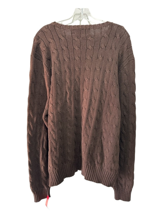 Polo Size XXL Brown Cotton Blend Cable Knit Crew Men's Sweater XXL