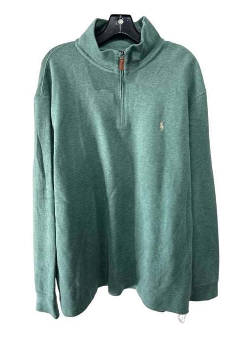 Polo Size XXL Seafoam Cotton Blend Solid Quarter Zip Men's Sweater XXL