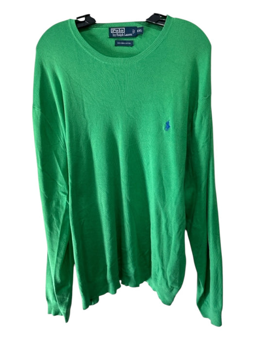 Polo Size XXL Green Cotton Blend Solid Crew Men's Sweater XXL