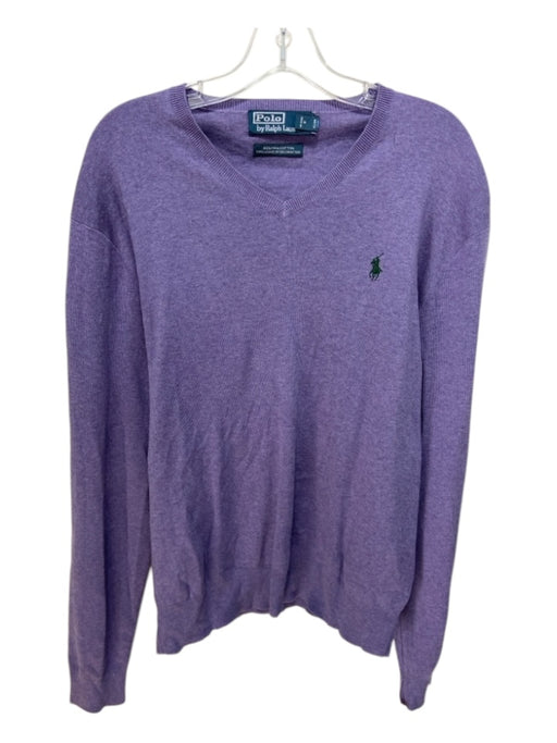 Polo Size XXL Purple Cotton Blend Solid V Neck Men's Sweater XXL