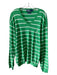 Polo Size XXL Green & White Cotton Blend Striped V Neck Men's Sweater XXL