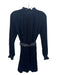 Maje Size 1 Navy Blue & Black Polyester Long Sleeve Velvet Ruffle Smocked Dress Navy Blue & Black / 1