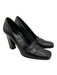 Prada Shoe Size 36 Black Leather Square Toe Block Heel Penny Loafer Pumps Black / 36