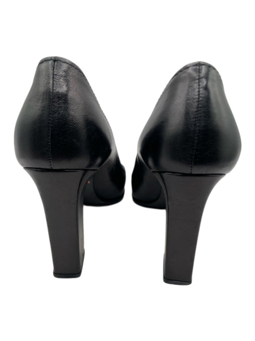 Prada Shoe Size 36 Black Leather Square Toe Block Heel Penny Loafer Pumps Black / 36