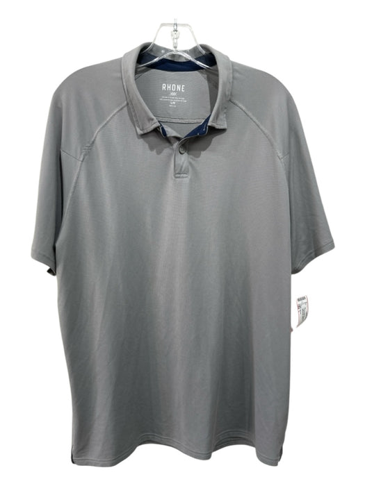 Rhone Size L Light Gray Synthetic Solid Polo Men's Short Sleeve L