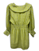 Ganni Size S / 38 Yellow, White, Black Polyester Blend Smocked Waist Band Dress Yellow, White, Black / S / 38