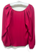Amanda Uprichard Size S Berry Pink Polyester V Neck Pleated Shoulder Top Berry Pink / S