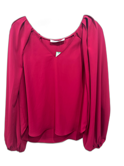 Amanda Uprichard Size S Berry Pink Polyester V Neck Pleated Shoulder Top Berry Pink / S