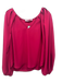 Amanda Uprichard Size S Berry Pink Polyester V Neck Pleated Shoulder Top Berry Pink / S