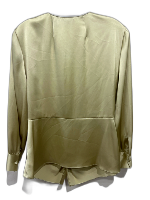 Theory Size 8 Pale Green Tracetate Twist Front Surplice Long Sleeve Top Pale Green / 8