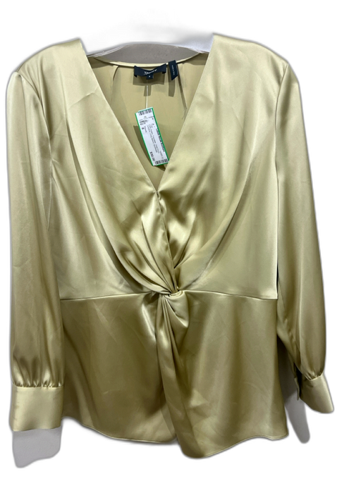 Theory Size 8 Pale Green Tracetate Twist Front Surplice Long Sleeve Top Pale Green / 8