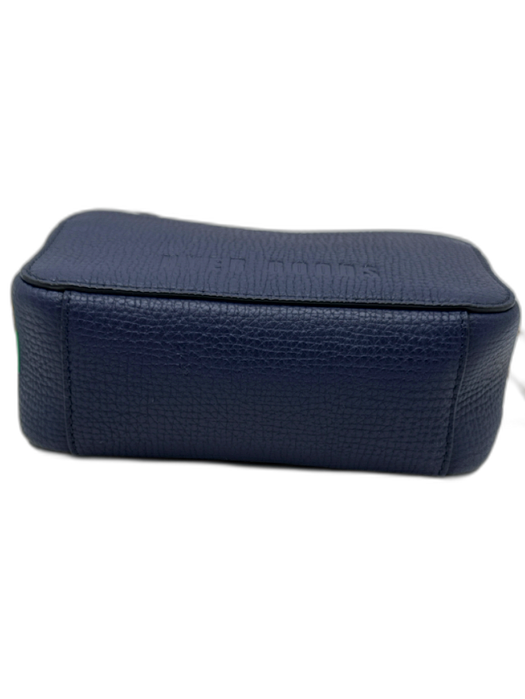 Hyer Goods Navy Blue Leather Rectangle Zip closure Crossbody Bag Navy Blue / S