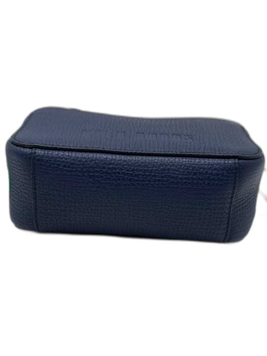 Hyer Goods Navy Blue Leather Rectangle Zip closure Crossbody Bag Navy Blue / S