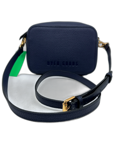 Hyer Goods Navy Blue Leather Rectangle Zip closure Crossbody Bag Navy Blue / S