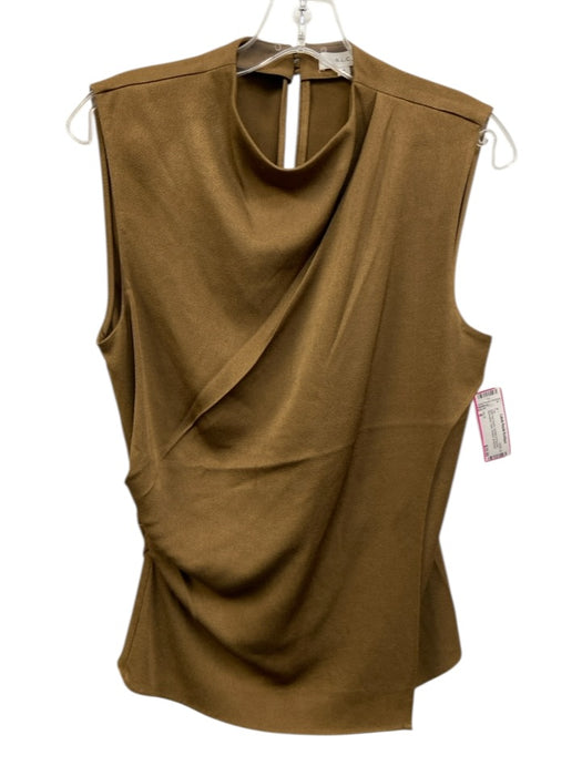 A.L.C. Size 8 Split Pea Green Acetate & Polyester Sleeveless Tank Pleated Top Split Pea Green / 8