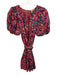 Farm Rio Size M Pink, Blue, Purple Cotton Short Puff Sleeve Floral Print Dress Pink, Blue, Purple / M