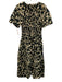 J Crew Size M Beige & Black Cotton Short Puff Sleeve Floral Print Midi Dress Beige & Black / M
