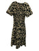 J Crew Size M Beige & Black Cotton Short Puff Sleeve Floral Print Midi Dress Beige & Black / M