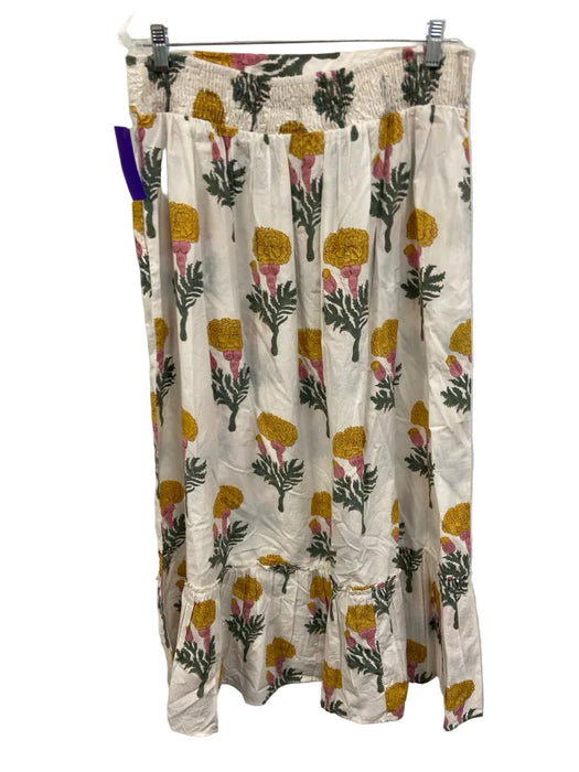 Marea Size L/XL Yellow, Green, Pink Cotton Short Puff Sleeve Crop Skirt Set