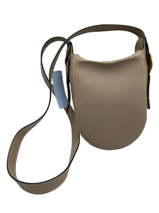 Chloe Taupe Gray Leather Magnetic Closure Grained Gold Hardware Crossbody Bag