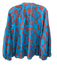 Olivia James Size XS Blue & Red Cotton Abstract Print Round Neck Button Top Blue & Red / XS