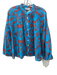 Olivia James Size XS Blue & Red Cotton Abstract Print Round Neck Button Top Blue & Red / XS