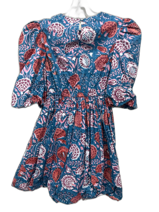Sohana Size XS Blue & Multi Cotton floral print 3/4 puff sleeve Dress Blue & Multi / XS