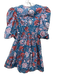 Sohana Size XS Blue & Multi Cotton floral print 3/4 puff sleeve Dress Blue & Multi / XS