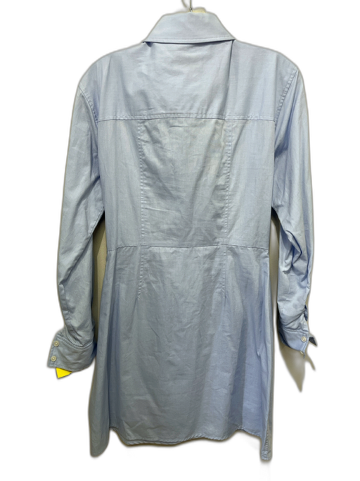 Tanya Taylor Size 0 Blue Cotton Button Front Cross Front Long Sleeve Dress Blue / 0