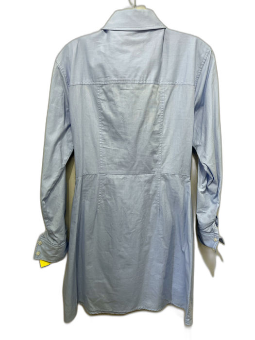 Tanya Taylor Size 0 Blue Cotton Button Front Cross Front Long Sleeve Dress Blue / 0